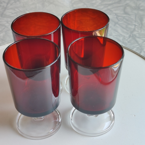 4 4 oz Luminarc Cavalier glasses ruby red - Picture 6 of 6